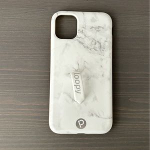 Loopy Case for iPhone 11.  White Marble pattern. Clear bumper discoloration.